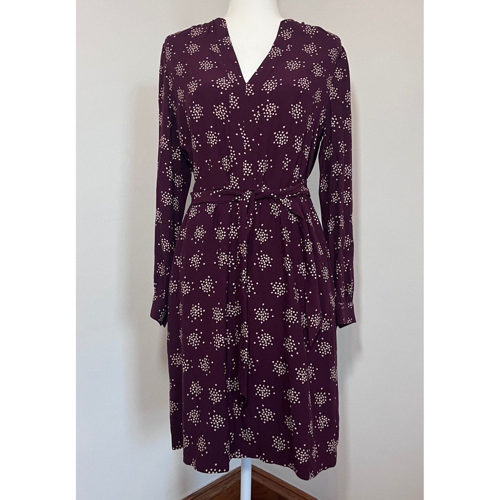 Boden Mara Jersey Dress Womens Size 8R Mulled Wine Sparkle Cluster Print Boho